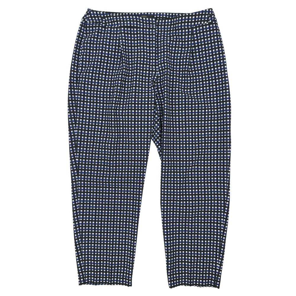 WEEKEND MAX MARA Stretch Tapered Blue Black‎ Grid Plaid Women's Ankle Pants 14